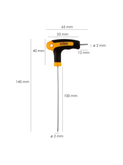 Llave Allen Con Bola Mango Bimaterial "Soft Touch" Forma T 2,0 mm. Acero Cromo Vanadio, Destornillador allen, llave hexagonal
