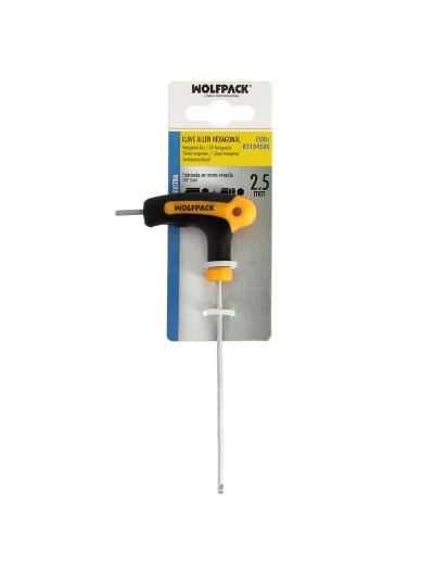 Llave Allen Con Bola Mango Bimaterial "Soft Touch" Forma T 2,5 mm. Acero Cromo Vanadio, Destornillador allen, llave hexagonal