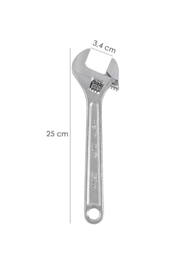 Llave Ajustable Moleta 10" / 250 mm. Llave Inglesa, Llave Apriete, Llave Ajustable