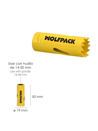 Corona Sierra Bimetal Ø 19 mm. Templado Termico, Base Reforzada. Corona Madera, Broca Agujeros Madera, Acero, Hierro, Plasticos