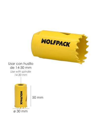 Corona Sierra Bimetal Ø 30 mm. Templado Termico, Base Reforzada. Corona Madera, Broca Agujeros Madera, Acero, Hierro, Plasticos