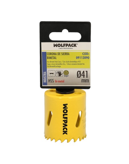 Corona Sierra Bimetal Ø 41 mm. Templado Termico, Base Reforzada. Corona Madera, Broca Agujeros Madera, Acero, Hierro, Plasticos