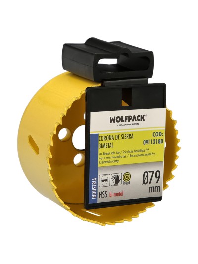 Corona Sierra Bimetal Ø 79 mm. Templado Termico, Base Reforzada. Corona Madera, Broca Agujeros Madera, Acero, Hierro, Plasticos