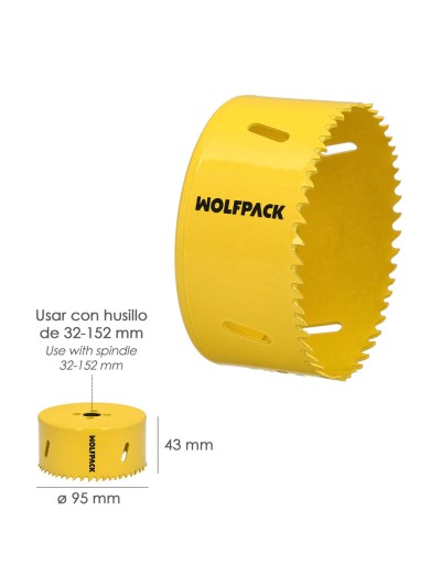 Corona Sierra Bimetal Ø 92 mm. Templado Termico, Base Reforzada. Corona Madera, Broca Agujeros Madera, Acero, Hierro, Plasticos