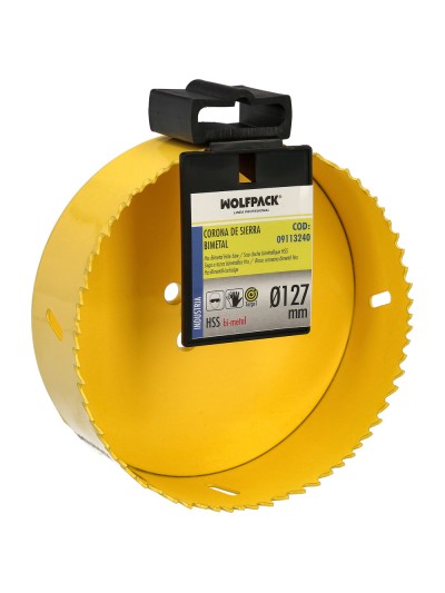 Corona Sierra Bimetal Ø 127 mm. Templado Termico, Base Reforzada. Corona Madera, Broca Agujeros Madera, Acero, Hierro, Plasticos