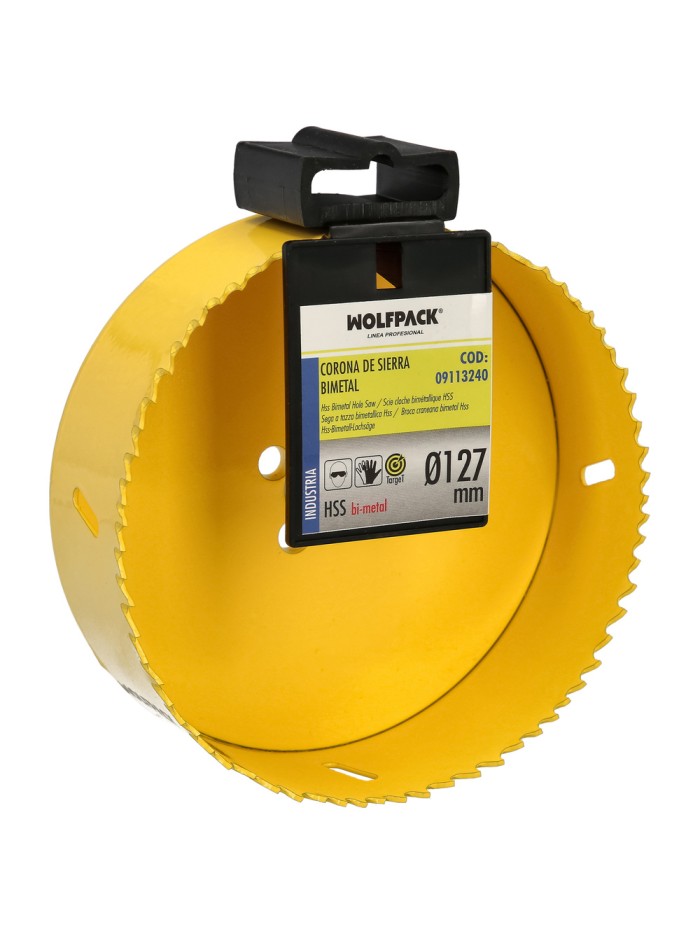 Corona Sierra Bimetal Ø 127 mm. Templado Termico, Base Reforzada. Corona Madera, Broca Agujeros Madera, Acero, Hierro, Plasticos
