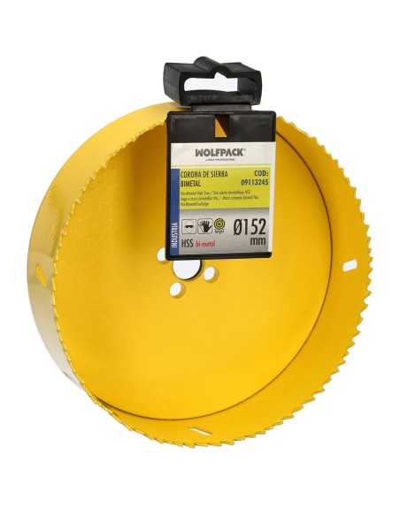 Corona Sierra Bimetal Ø 152 mm. Templado Termico, Base Reforzada. Corona Madera, Broca Agujeros Madera, Acero, Hierro, Plasticos