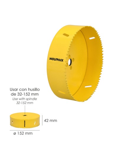 Corona Sierra Bimetal Ø 152 mm. Templado Termico, Base Reforzada. Corona Madera, Broca Agujeros Madera, Acero, Hierro, Plasticos