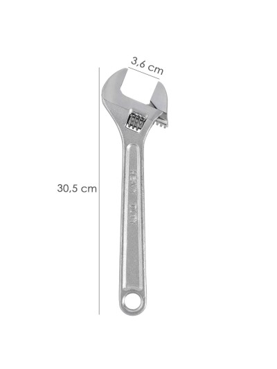 Llave Ajustable Moleta 12" / 300 mm. Llave Inglesa, Llave Apriete, Llave Ajustable