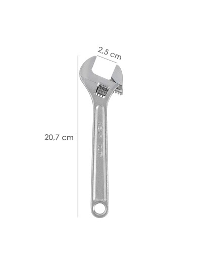 Llave Ajustable Moleta 8" / 200 mm. Llave Inglesa, Llave Apriete, Llave Ajustable