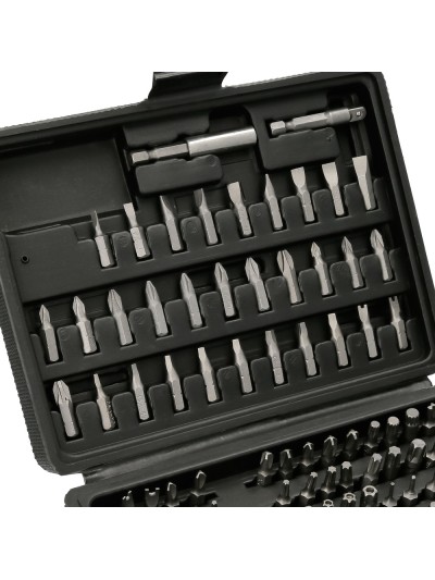 Juego Puntas con Destornillador 1/4" 99 Pzs. Con Apadtador. Cromo Vanadio, Kit Llave Combinada, Kit Carraca,