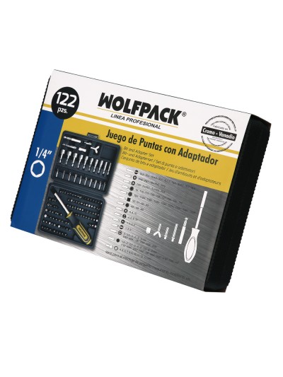 Juego Puntas con Destornillador 1/4" 122 Pzs. Con Apadtador. Cromo Vanadio, Kit Llave Combinada, Kit Carraca,