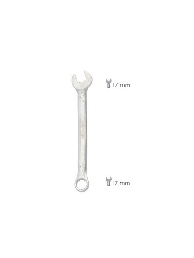 Llave Combinada Plus 17x17 Acero Cromo Vanadio DIN 3113. Llave Doble Boca, Llave Fija, Llave Estrella