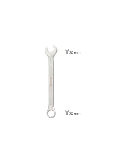 Llave Combinada Plus 20x20 Acero Cromo Vanadio DIN 3113. Llave Doble Boca, Llave Fija, Llave Estrella