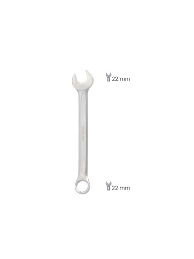 Llave Combinada Plus 22x22 Acero Cromo Vanadio DIN 3113. Llave Doble Boca, Llave Fija, Llave Estrella