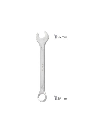 Llave Combinada Plus 25x25 Acero Cromo Vanadio DIN 3113. Llave Doble Boca, Llave Fija, Llave Estrella