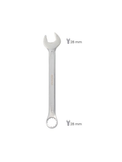 Llave Combinada Plus 28x28 Acero Cromo Vanadio DIN 3113. Llave Doble Boca, Llave Fija, Llave Estrella
