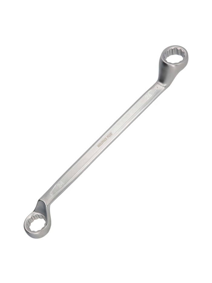 Llave Estrella Acodada Plus Acero Cromo Vanadio 24x26 DIN 838. Llave Doble Boca Acodada, Llave Fija Estrella Acodada