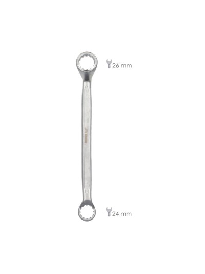 Llave Estrella Acodada Plus Acero Cromo Vanadio 24x26 DIN 838. Llave Doble Boca Acodada, Llave Fija Estrella Acodada