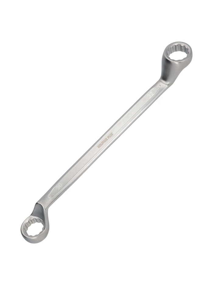 Llave Estrella Acodada Plus Acero Cromo Vanadio 30x32 DIN 838. Llave Doble Boca Acodada, Llave Fija Estrella Acodada