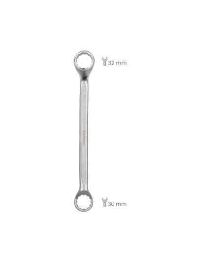 Llave Estrella Acodada Plus Acero Cromo Vanadio 30x32 DIN 838. Llave Doble Boca Acodada, Llave Fija Estrella Acodada