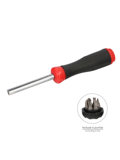 Juego De Puntas con Destornillador  1/4" 7 Piezas. Acero Cromo Vanadio, Kit Destorpuntas, Puntas Destornillador.