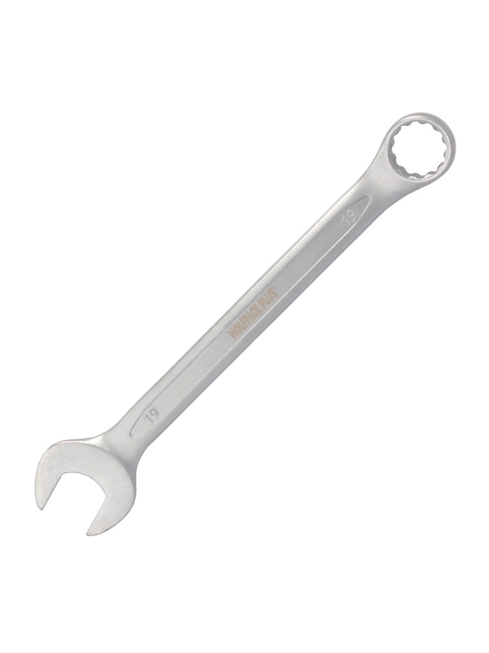 Llave Combinada Plus 19x19 Acero Cromo Vanadio DIN 3113. Llave Doble Boca, Llave Fija, Llave Estrella