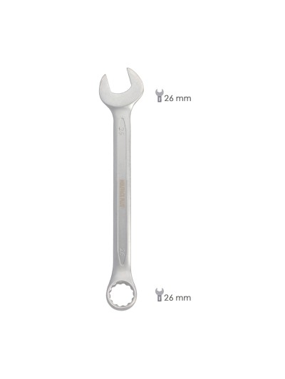 Llave Combinada Plus 26x26 Acero Cromo Vanadio DIN 3113. Llave Doble Boca, Llave Fija, Llave Estrella