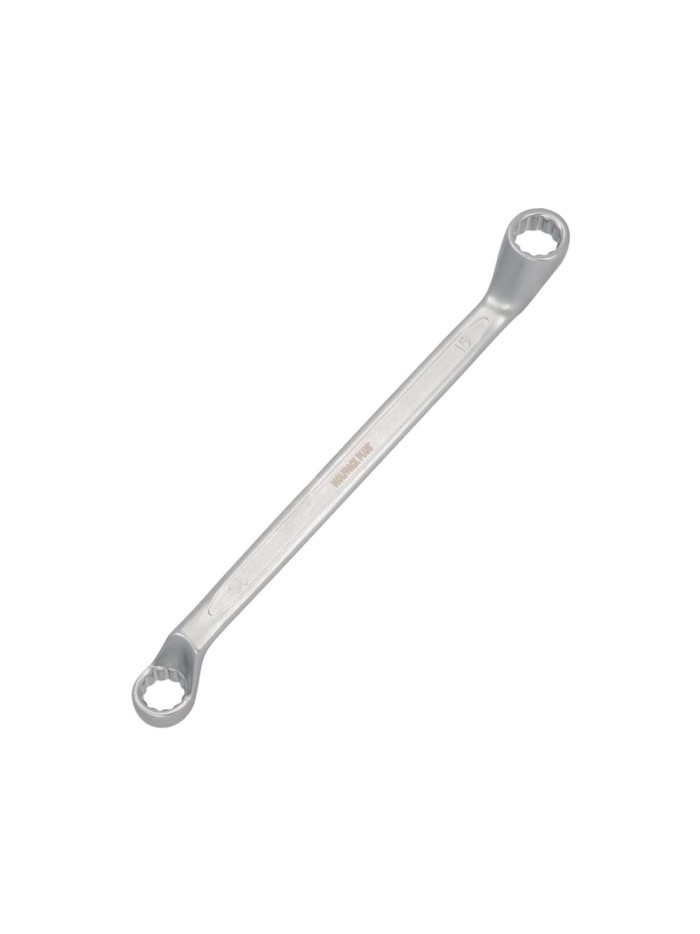 Llave Estrella Acodada Plus Acero Cromo Vanadio 14x15 DIN 838. Llave Doble Boca Acodada, Llave Fija Estrella Acodada