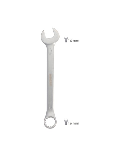 Llave Combinada Plus 16x16 Acero Cromo Vanadio DIN 3113. Llave Doble Boca, Llave Fija, Llave Estrella