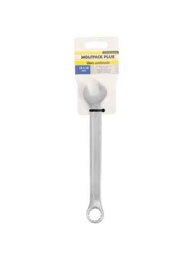 Llave Combinada Plus 18x18 Acero Cromo Vanadio DIN 3113. Llave Doble Boca, Llave Fija, Llave Estrella