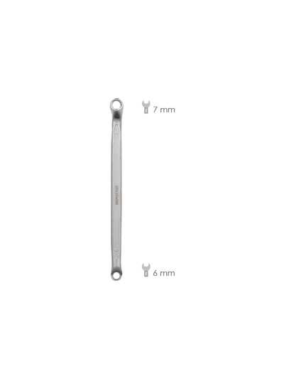 Llave Estrella Acodada Plus Acero Cromo Vanadio 6x7 DIN 838. Llave Doble Boca Acodada, Llave Fija Estrella Acodada