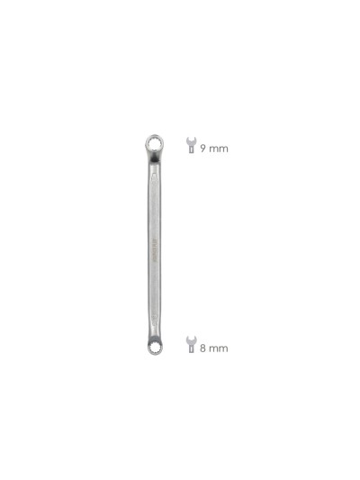 Llave Estrella Acodada Plus Acero Cromo Vanadio 8x9 DIN 838. Llave Doble Boca Acodada, Llave Fija Estrella Acodada