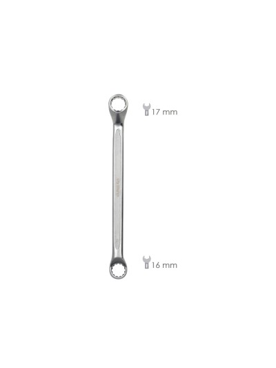 Llave Estrella Acodada Plus Acero Cromo Vanadio 16x17 DIN 838. Llave Doble Boca Acodada, Llave Fija Estrella Acodada