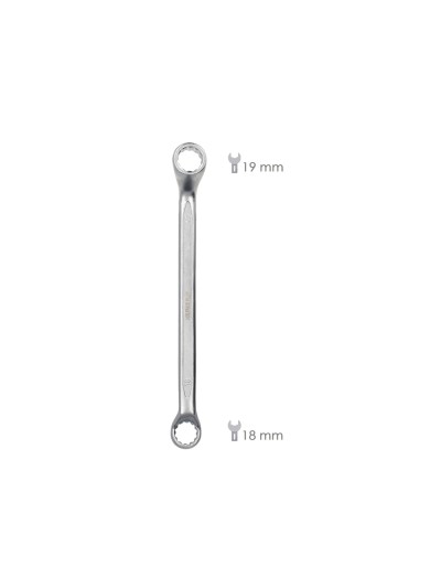 Llave Estrella Acodada Plus Acero Cromo Vanadio 18x19 DIN 838. Llave Doble Boca Acodada, Llave Fija Estrella Acodada