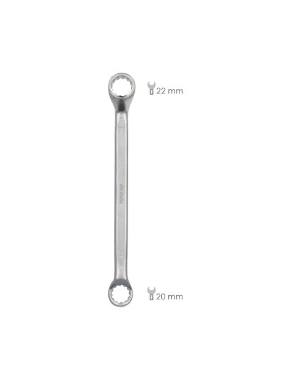 Llave Estrella Acodada Plus Acero Cromo Vanadio 20x22 DIN 838. Llave Doble Boca Acodada, Llave Fija Estrella Acodada