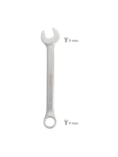 Llave Combinada Plus 9x9 Acero Cromo Vanadio DIN 3113. Llave Doble Boca, Llave Fija, Llave Estrella