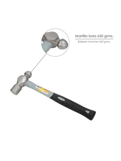 Martillo Bola 650 Gramos Mango Fibra Vidrio