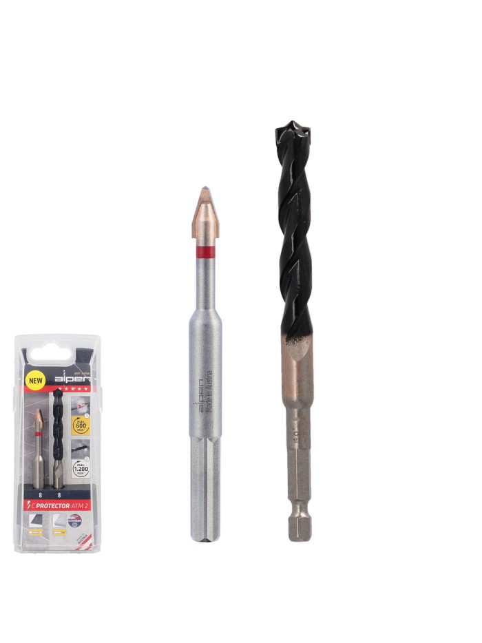 Broca Alpen Materiales Porcelanicos Muy Duros Ø 8 mm. Kit 2 brocas. Sin Refrigeración,