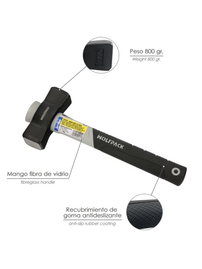 Maceta Mango Fibra Vidrio Mango Fibra Vidrio Con Empuñadura Antideslizante. 800 Gramos 28 cm.
