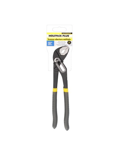 Tenazas Apertura Múltiple Negra 250 mm. Mangos Plastificados DIN 8976. Pico De Loro, Alicates Extensibles, Tenazas Fontanero