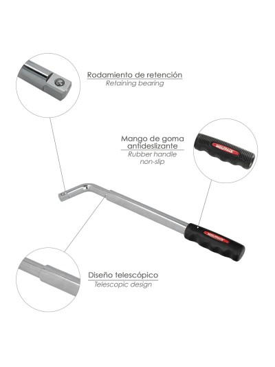 Llave Extensible Para Rueda de Coche 17x19 mm. Llave Cruz, Llave Telescopica Neumaticos,