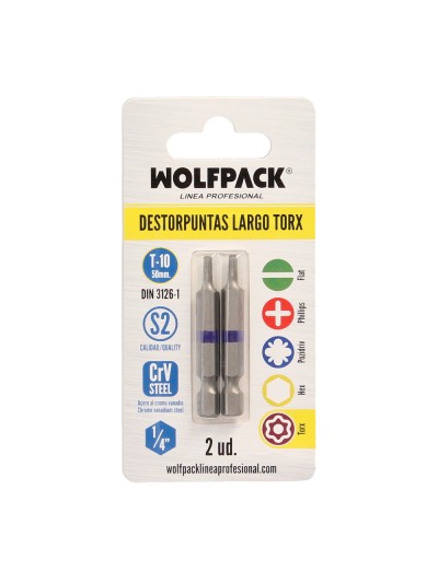 Puntas Largas Destornillador Torx T10 (2 Piezas). Acero S2 al Cromo Vanadio. Puntas Hexagonales, Destorpuntas,