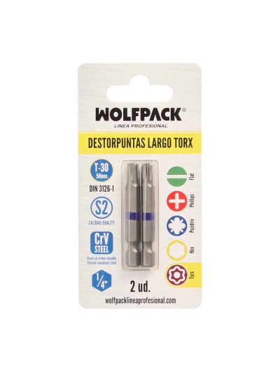 Puntas Largas Destornillador Torx T30 (2 Piezas). Acero S2 al Cromo Vanadio. Puntas Hexagonales, Destorpuntas,