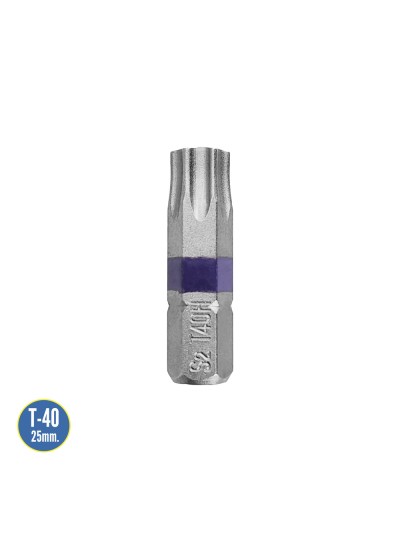 Puntas Destornillador Torx 40 Inviolable (2 Piezas). Acero S2 al Cromo Vanadio. Puntas Hexagonales, Destorpuntas,