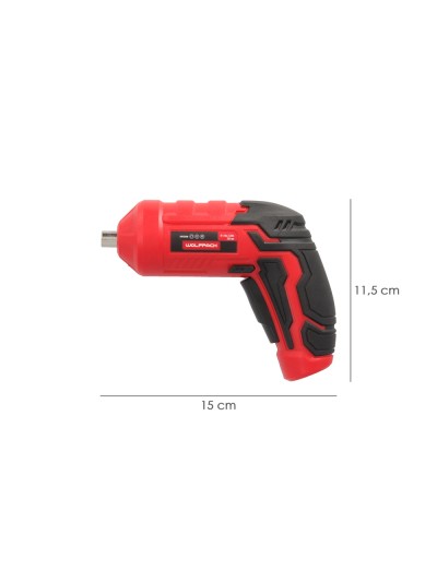Atornillador 4 V. Con Led, Funda y 5 Destorpuntas, Bateria Recargable USB