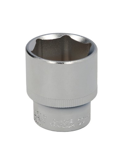 Llave Vaso 1/2" Hexagonal 30 mm. Perfil de 6 caras. Acero Cromo Vanadio, Aristas Redondas