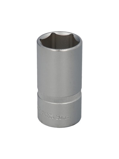Llave Vaso 1/2" Hexagonal Larga 30 mm. Perfil de 6 caras. Acero Cromo Vanadio, Aristas Redondas