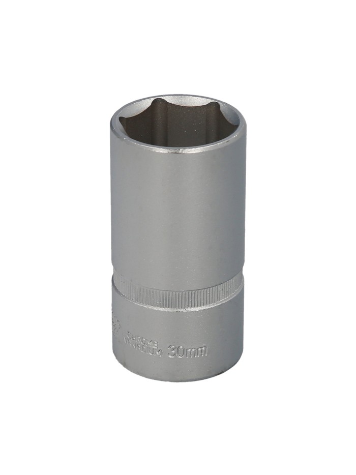 Llave Vaso 1/2" Hexagonal Larga 30 mm. Perfil de 6 caras. Acero Cromo Vanadio, Aristas Redondas