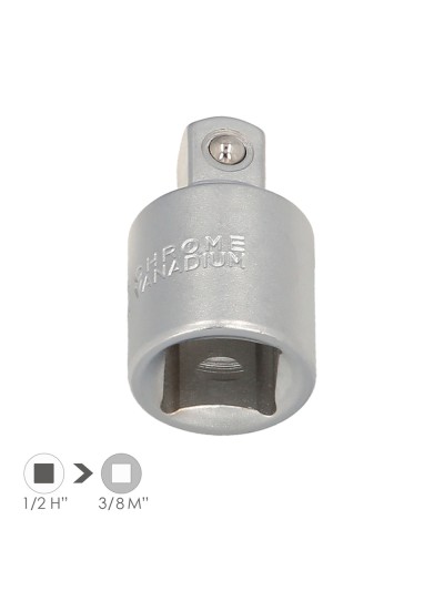Adaptador Reductor  1/2" Hembra A 3/8" Macho Acero Cromo Vanadio, Aristas Redondas, Reductor Carraca,